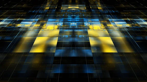 3D-Illustration des abstrakten Fraktals für kreatives Design sieht aus wie moderne City-Techno-Struktur. — Stockfoto
