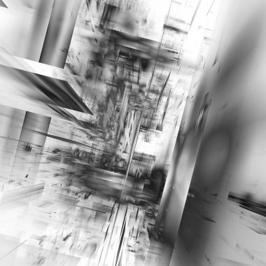 Yaratıcı tasarım için soyut fraktalın 3 boyutlu çizimi modern şehir tekno yapısına benziyor..