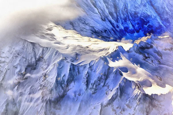Vista aérea de las montañas de los Alpes pintura colorida. — Foto de Stock