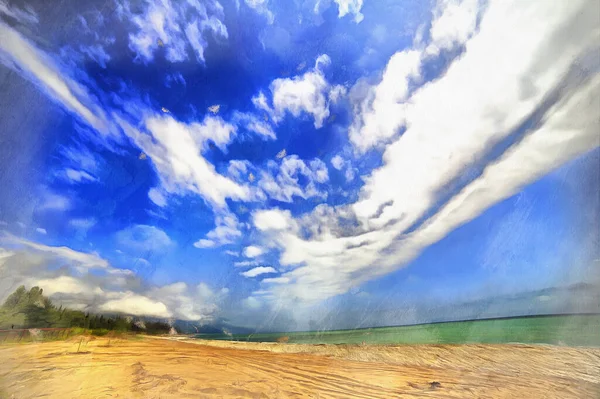 A pintura colorida da costa do mar preto olha como a imagem, Abkhazia. — Fotografia de Stock