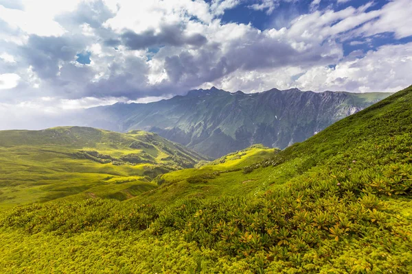 코카서스 산맥에 구름이 있는 아름다운 산 풍경 — 스톡 사진
