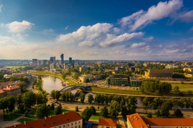 Litvanya 'nın başkenti Vilnius' un hava manzarası.
