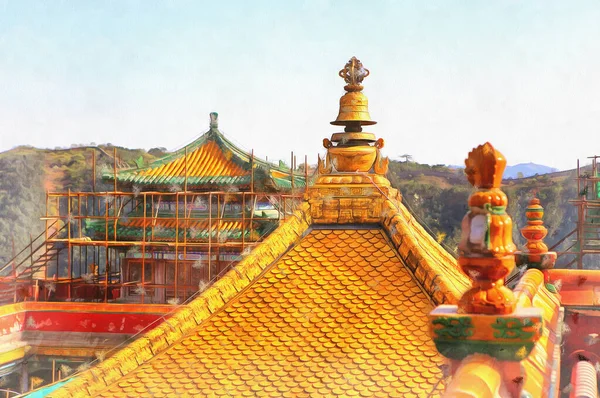 La pintura colorida del templo de Putuo Zongcheng se parece a la imagen, Chengde, China. — Foto de Stock