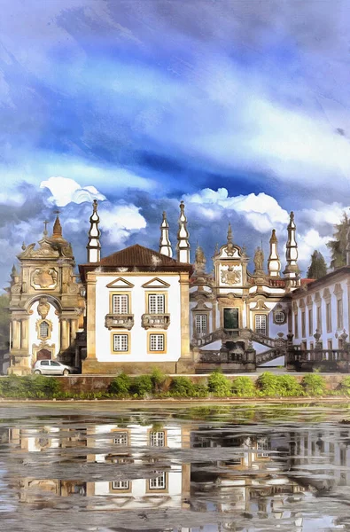 View on Mateus Palace colorful painting looks like picture, Portugal. — Stock Photo, Image