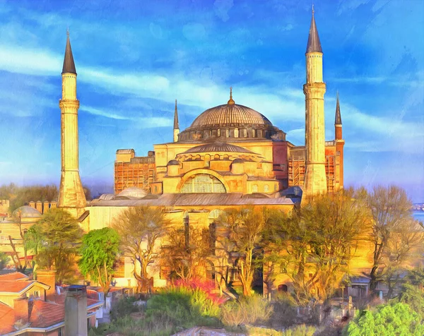 Hagia Sophia Igreja bizantina pintura colorida parece imagem, Istambul, Turquia. — Fotografia de Stock