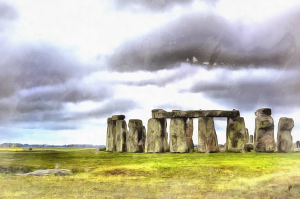 Stonehenge pintura colorida parece imagen, Wiltshire, Reino Unido — Foto de Stock