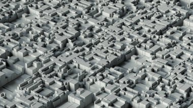 Fütüristik yapının 3D çizimi modern şehir gibi görünüyor..