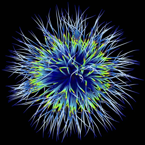 Ilustração 3D de objeto tridimensional como um vírus — Fotografia de Stock