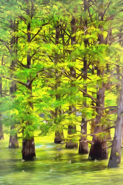 Suda duran ağaçlar Güzel manzara — Stok fotoğraf