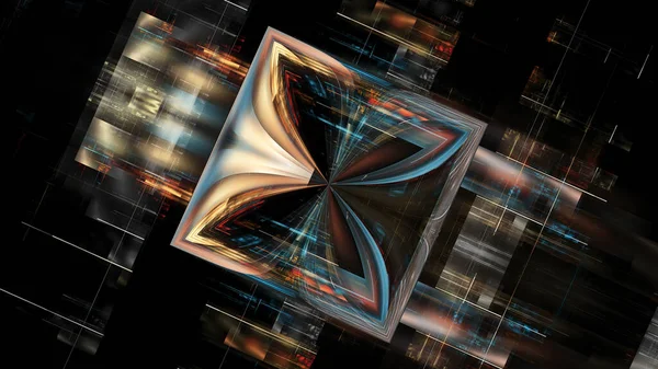 3D illustratie van abstracte fractal voor creatief ontwerp ziet eruit als moderne stad techno structuur. — Stockfoto