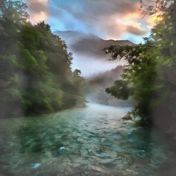 Piękna scena z górską rzeką w okresie letnim — Zdjęcie stockowe