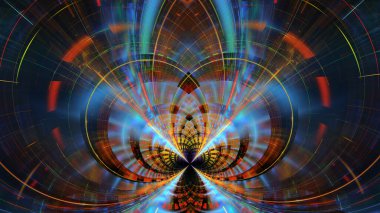 Yaratıcı tasarım için soyut fraktalın 3 boyutlu çizimi modern şehir tekno yapısına benziyor..