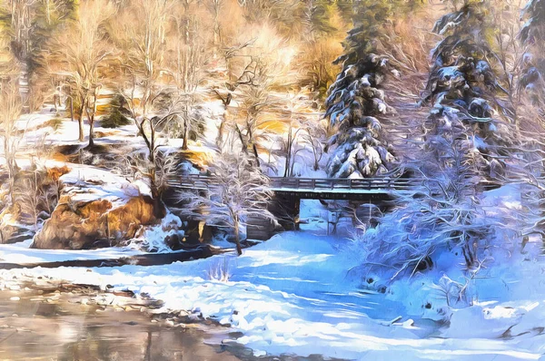 Красивый солнечный зимний пейзаж в горах Кавказа — стоковое фото