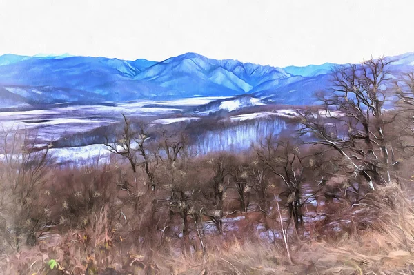 Hermoso paisaje de montaña en las montañas del Cáucaso pintura colorida se parece a la imagen. —  Fotos de Stock