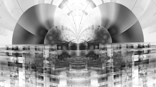 3D illustratie van abstracte fractal voor creatief ontwerp ziet eruit als moderne stad techno structuur. — Stockfoto