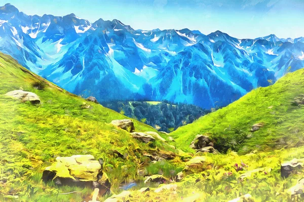 Hermoso paisaje de montaña en las montañas del Cáucaso —  Fotos de Stock