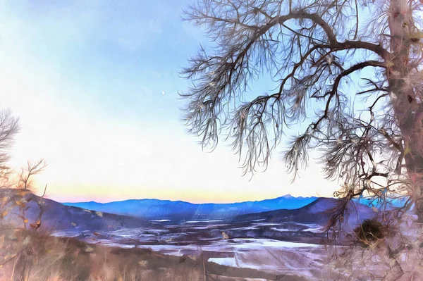Hermoso paisaje de montaña en las montañas del Cáucaso pintura colorida se parece a la imagen. — Foto de Stock