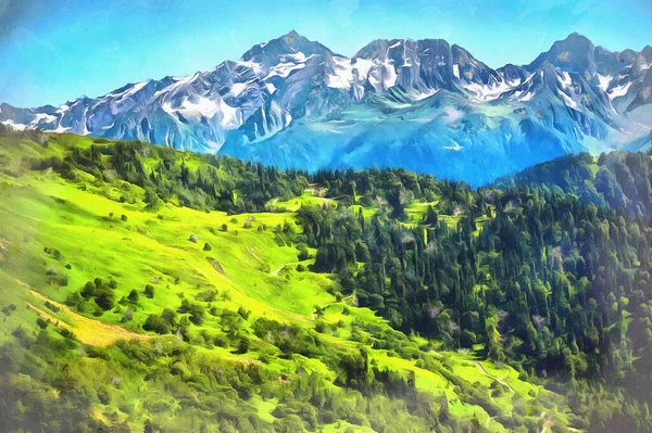 Bellissimo paesaggio montano sulle montagne del Caucaso Immagini Stock Royalty Free