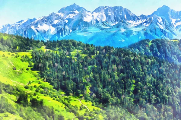 Hermoso paisaje de montaña en las montañas del Cáucaso —  Fotos de Stock