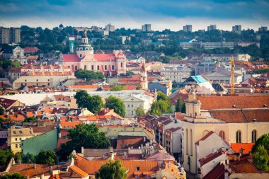 Litvanya 'nın başkenti Vilnius' un hava manzarası.