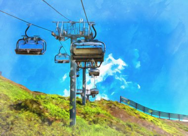 Kafkasya dağlarında kabloyla güzel bir dağ manzarası