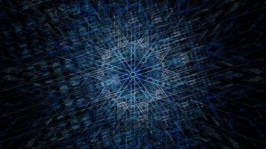 Yaratıcı tasarım için soyut fraktal illüstrasyon modern şehir tekno yapısına benziyor.