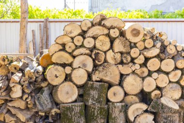 Yakacak odun yığını. Doğal manzara..
