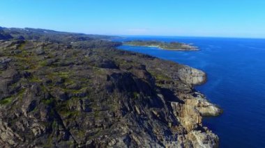 Barents sahil şeridindeki güzel Kuzey Kutbu yaz manzarasından drone görüntüsü