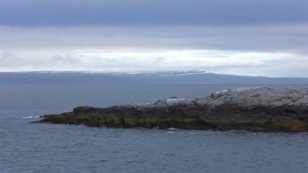 Visa på Barents havskust med klippor — Stockvideo