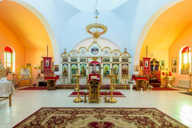 Traditional orthodox church interior without people , Russia