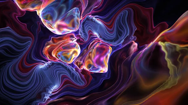 3D-Illustration des abstrakten Fraktals für kreatives Design sieht aus wie verflüssigte Perle. — Stockfoto