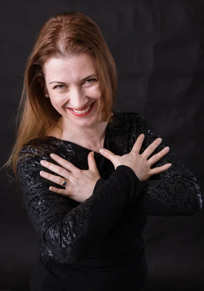 Beautiful lady with ginger hair studio portrait — Stock Photo, Image