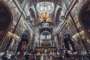 ABKHAZIA, NEW ATHOS - JULY12, 2018: Yeni Athos St. Panteleimon Manastırı Abhazya 'daki en popüler ilgi odağı