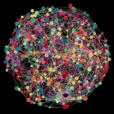 Siyah arkaplan üzerindeki ağ ızgara küresinin 3B çizimi.