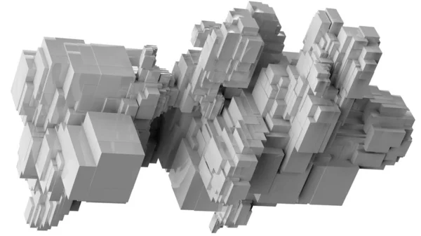 3D απεικόνιση τρισδιάστατου μοντέλου αποτελούμενου από ορθογώνιους όγκους. — Φωτογραφία Αρχείου