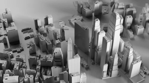 未来主义现代城市模型的三维图解. — 图库照片