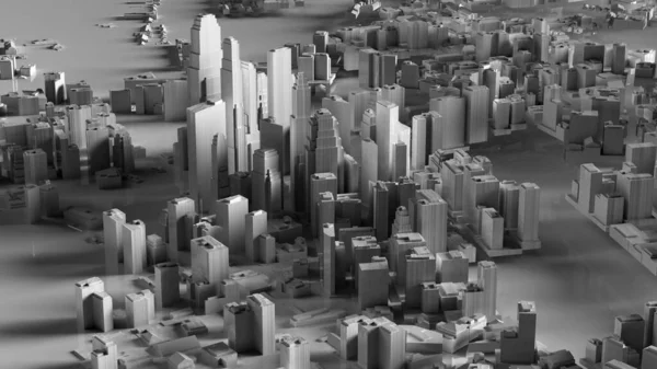 3D illustratie van futuristisch modern stadsmodel. — Stockfoto