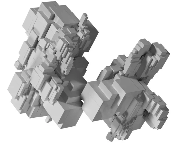 由矩形块组成的三维模型的三维说明. — 图库照片