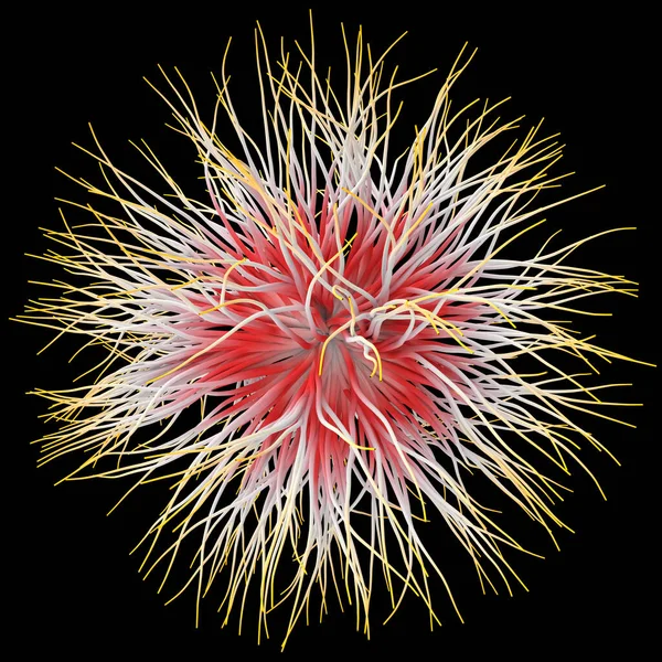 3D ilustracja trójwymiarowego obiektu jak wirus na czarnym tle. — Zdjęcie stockowe