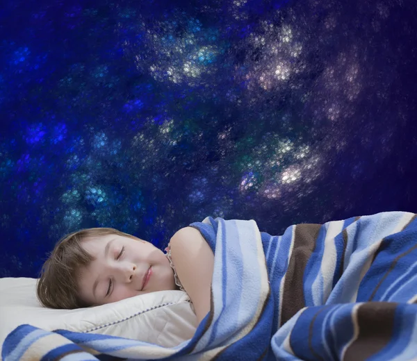 Sleeping girl on abstract background — Stock Photo, Image