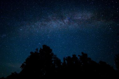 Gece yıldızlı gökyüzü sahne