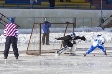RUSSIA, KRASNOGORSK - MARCH 03, 2015: final stage childrens hockey League bandy, Russia.