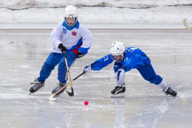 RUSSIA, KRASNOGORSK - MARCH 03, 2015: final stage childrens hockey League bandy, Russia.