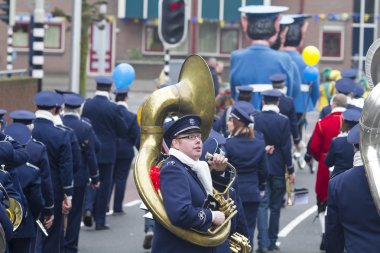 OLDENZAAL, NETHERLANDS - MARCH 6, 2011: Musicians during the annual carnival parade in Oldenzaal, Netherlands.