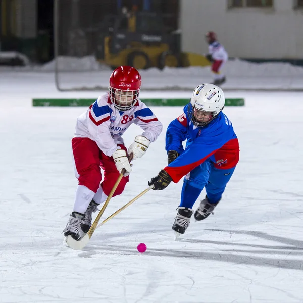 RUSSIA, ARKHANGELSK - DECEMBER 14, 2014: 1-st stage childrens hockey League bandy, Russia