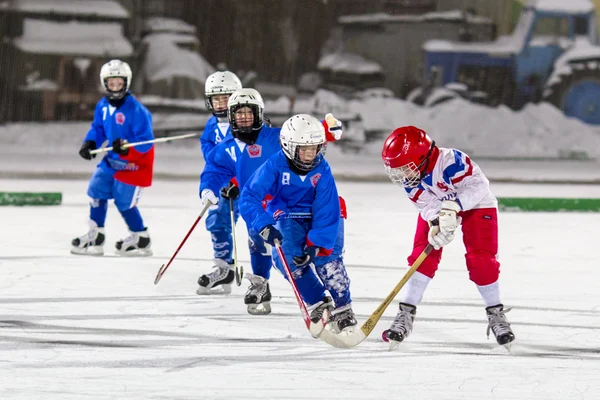 RUSSIA, ARKHANGELSK - DECEMBER 14, 2014: 1-st stage childrens hockey League bandy, Russia