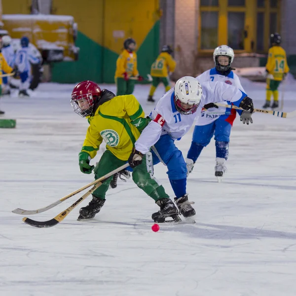 RUSSIA, ARKHANGELSK - DECEMBER 14, 2014: 1-st stage childrens hockey League bandy, Russia — Zdjęcie stockowe