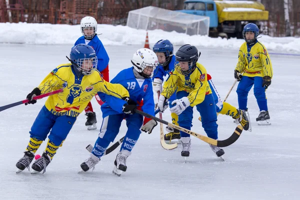 RUSSIA, KOROLEV - JANUARY 15, 2015: 3-d stage childrens hockey League bandy, Russia