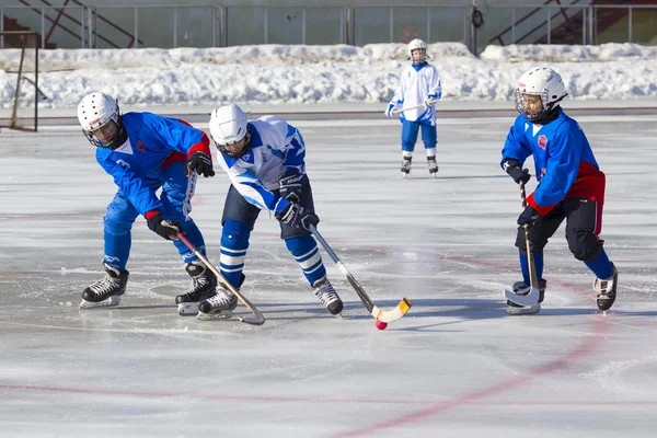 RUSSIA, KRASNOGORSK - MARCH 03, 2015: final stage childrens hockey League bandy, Russia.