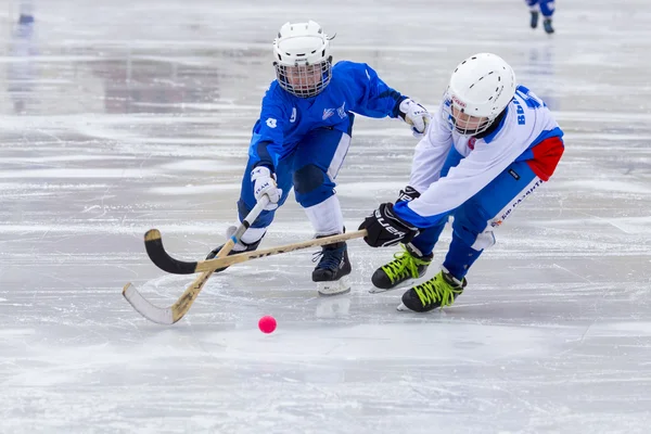 RUSSIA, KRASNOGORSK - MARCH 03, 2015: final stage childrens hockey League bandy, Russia.